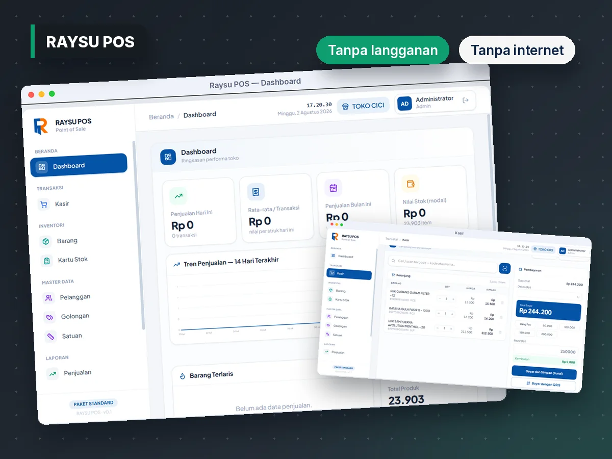 Aplikasi Raysu POS di desktop