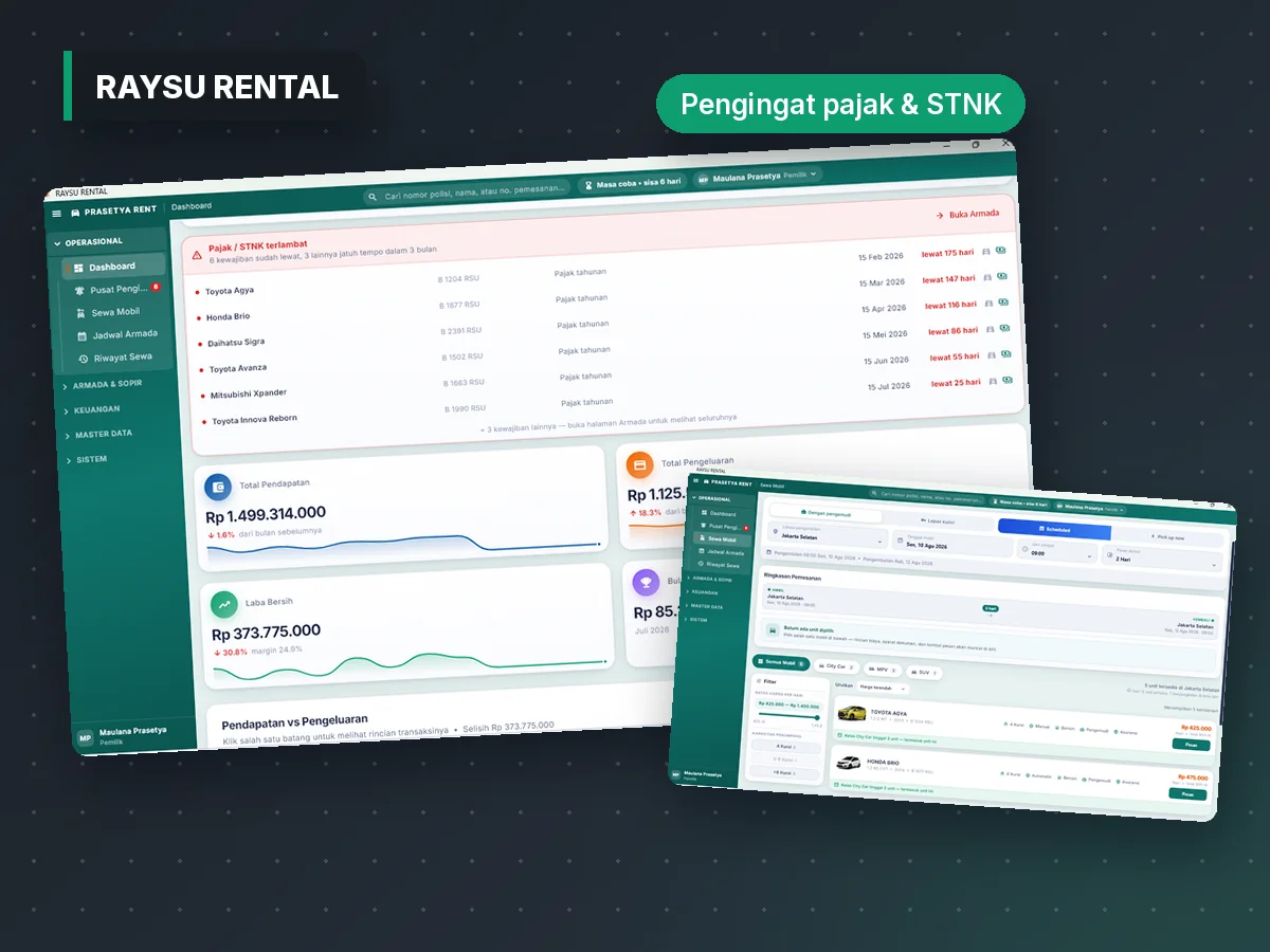 Aplikasi Raysu Rental desktop